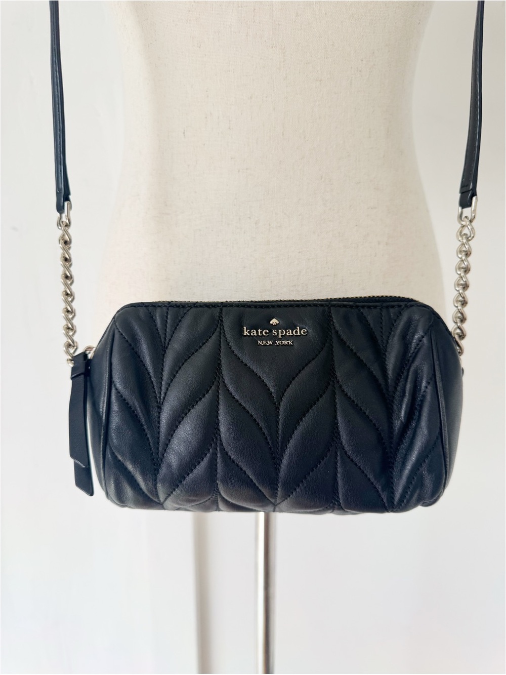 Kate Spade Black Quilted Chained Crossbody Purse Bag